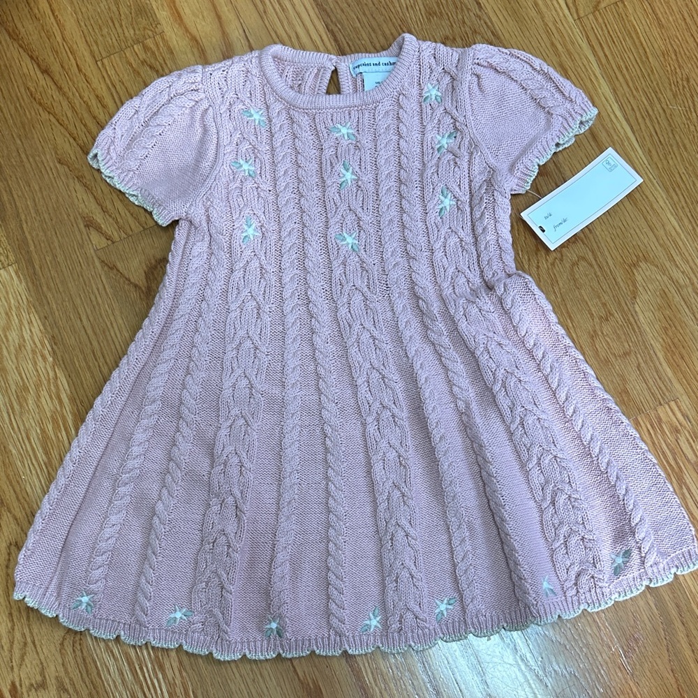 NWT Cupcakes & Cashmere Mauve Knit toddler SS sweater Dress, 24M
